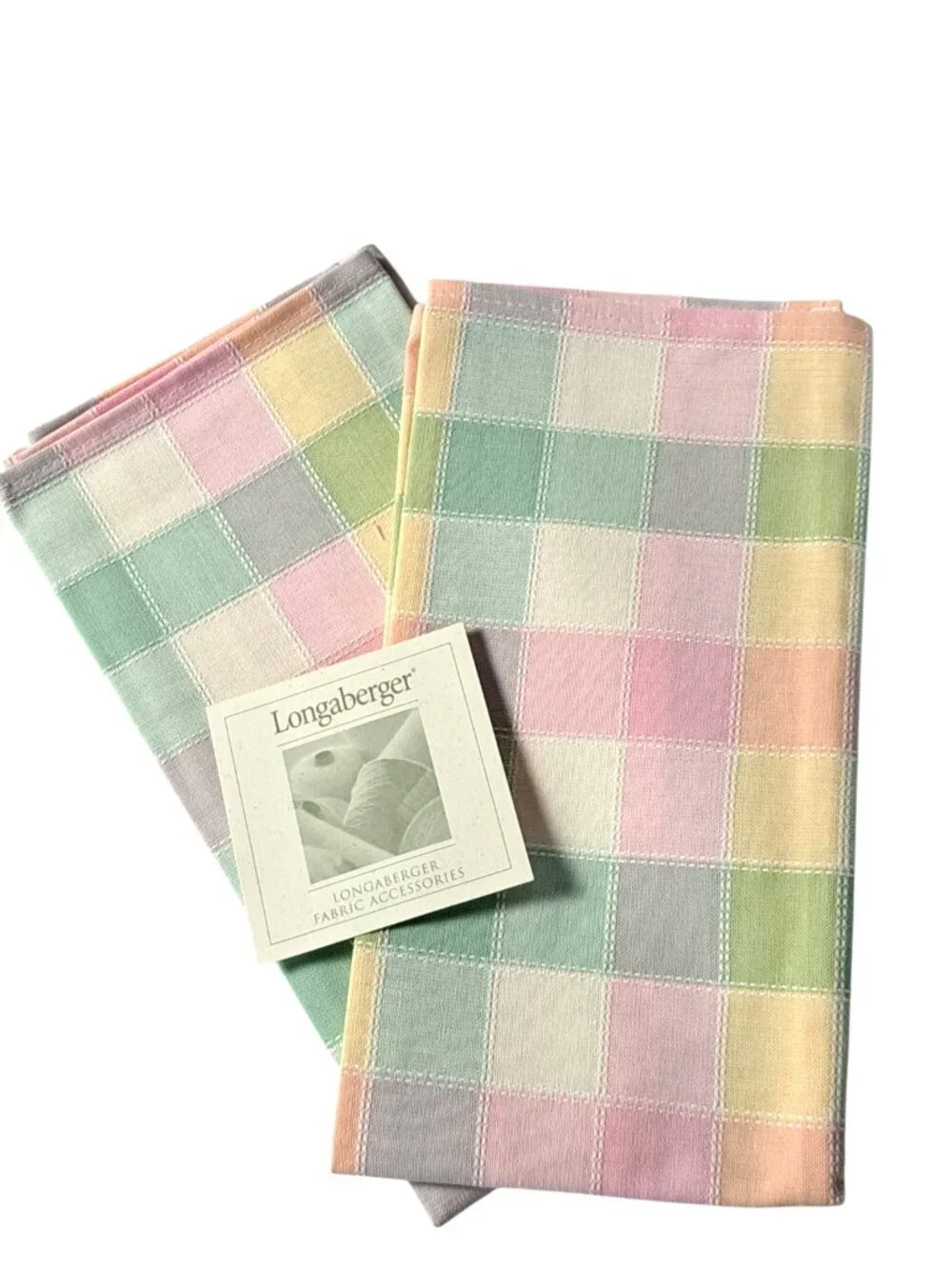 Longaberger Baskets Pastel Plaid Napkins Lot of 2 New in Package